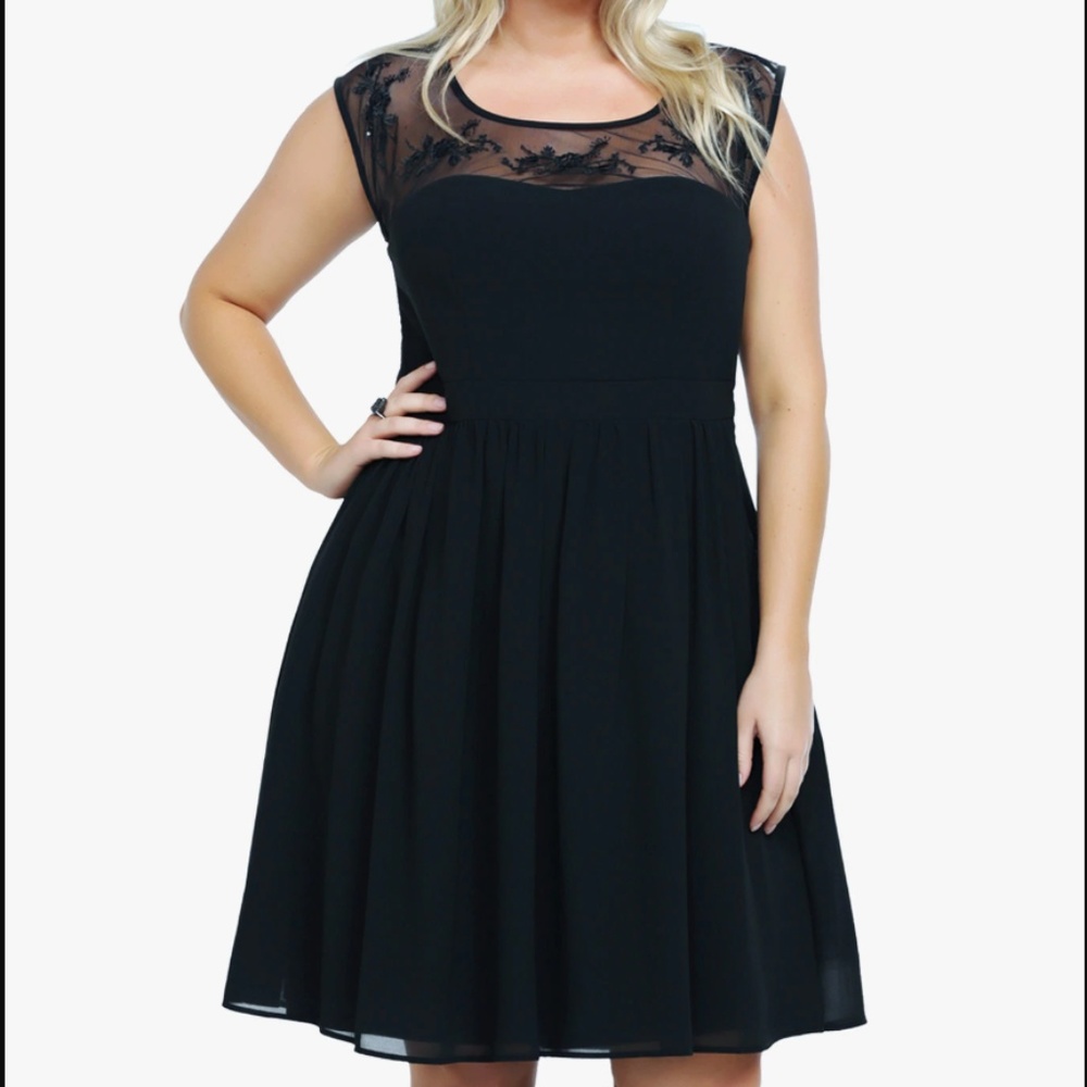Floral Embroidered Mesh Illusion Dress